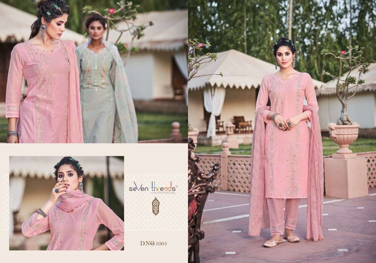 Seven Threads-Sangini-Mull-Cotton-Embroidery-Hand-Mirror-Work-Kurti-Embroidery-Work-Pant-Kota-Checks-Cotton-Dupatta-1001